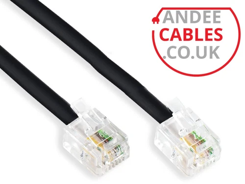 Black RJ11 to RJ11 Cable ADSL BT SKY Broadband Modem Internet DSL Land Line Lead