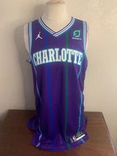 NBA Charlotte Hornets Basketball Blank Throwback 2019-20 Game Jersey Size 44+4