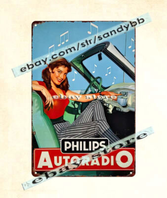 1950s Phillips Autoradio vintage repro airwaves metal tin sign tin plaque