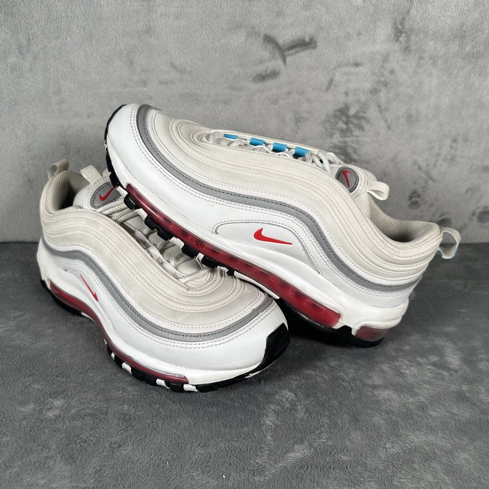 Nike Air Max 97 White Aqua Blue Red Womens Athletic Shoes Size 9 DA9325-101