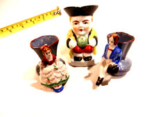 3-Occupied Japan Pieces Mini Toby & Lady & Gent Vases