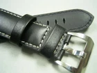 24mm top quality leather strap bracelet for Panerai black w/ steel buckle