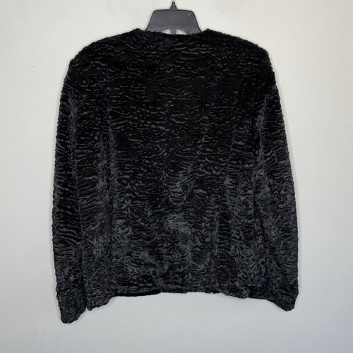 KATE HILL Jacket Women Medium Black Plush Snap Front Pockets Soft - Picture 5 of 5