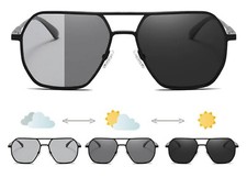 Black Photochromic, Polarized, 100 UV 400 Protection, Antiglare Sunglasses