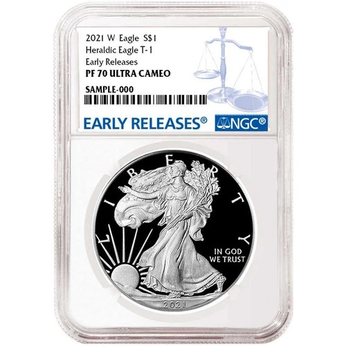 2021-W $1 Proof Type 1 American Silver Eagle NGC PF70UC ER Blue Label