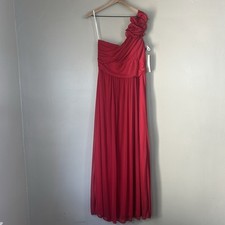 Eureka Size Large Long Mesh One Shoulder Bridesmaids Gown Red Dress NWT