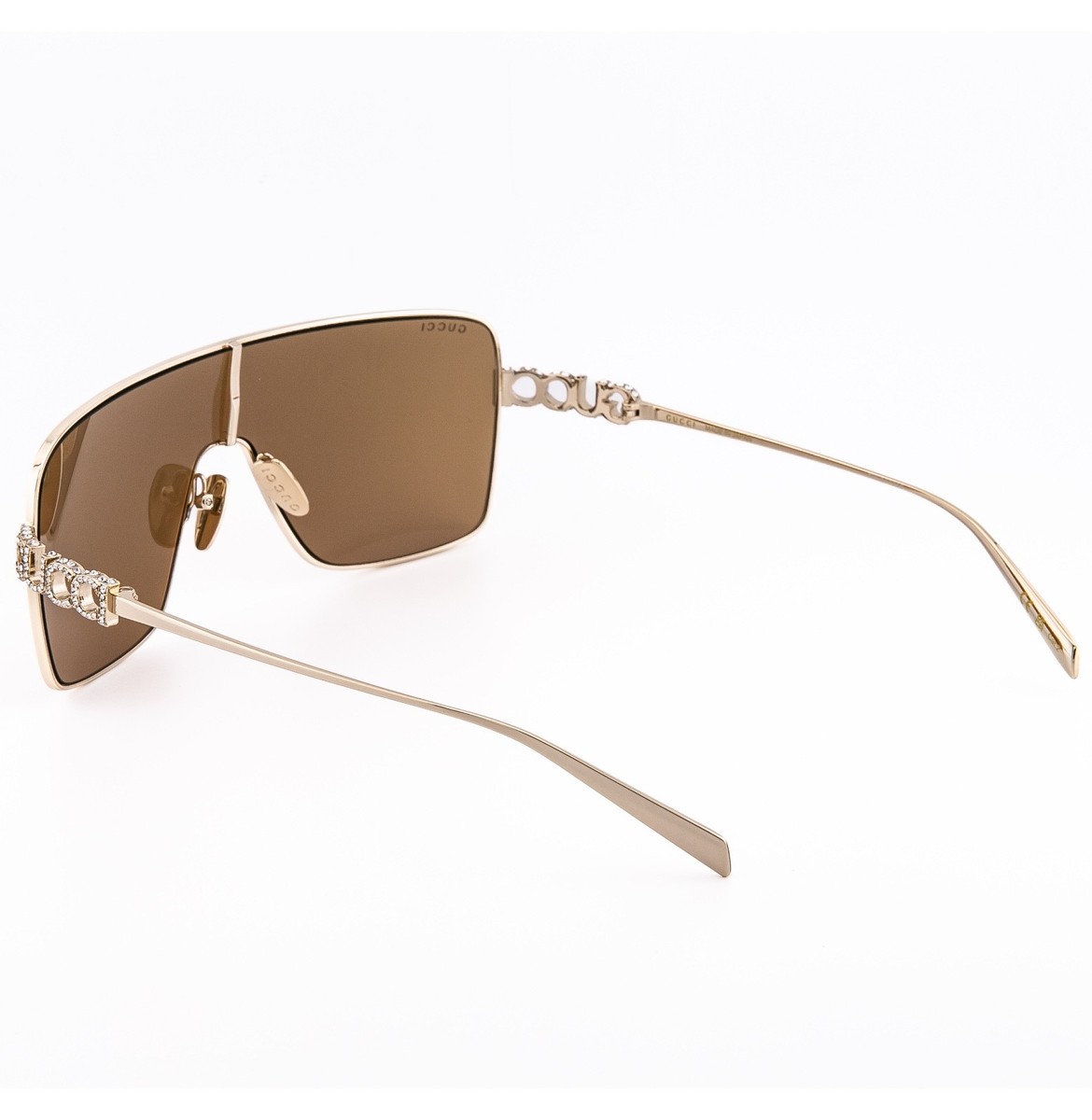 GUCCI 1936 Gg1936S Gold Brown Crystal Logo Unisex Metal Mask