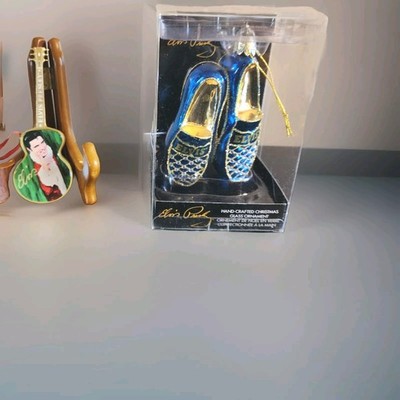 Kurt Adler Elvis Presley Blue Suede Shoes Glass Ornament 5'' Original Box plus