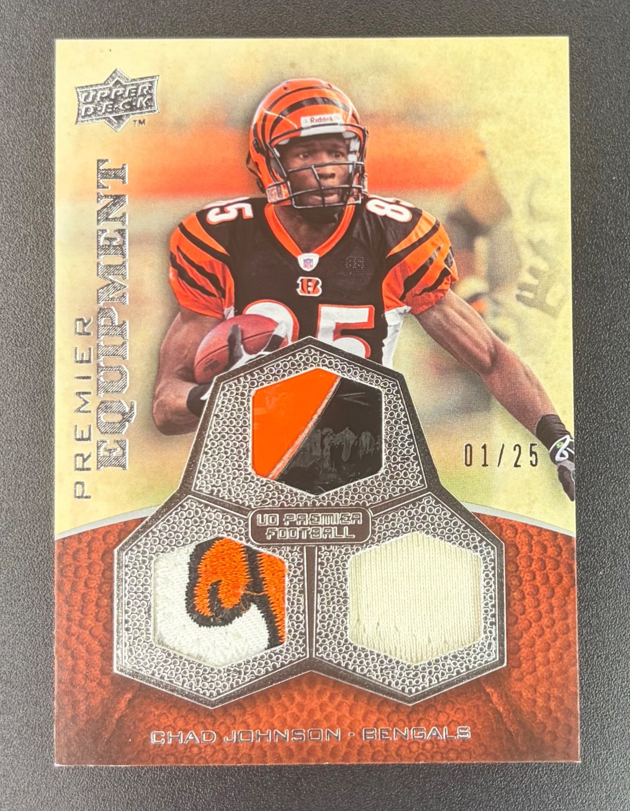 2008 Upper Deck Premier Chad Johnson Premier Equipment LOGO Patch /25 Bengals