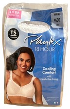 Playtex 4088 18 Hour Airform Comfort Cooling Lace Wirefree Bra 46DD