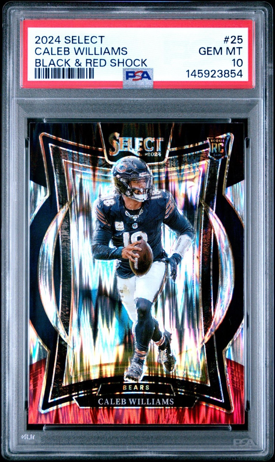 Caleb Williams Panini Select #25 Black & Red Shock