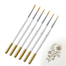 Vvluvva 6 Pcs Script Liner Paint Brushes Set, Extra Long Fine Tip White