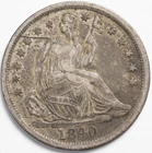 1840-P Seated Liberty Silver Half Dime Extremely Fine (XF) Details--Scratch