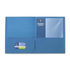 Business Source BSN78491 Double Pocket Portfolio Blue 125 Sheet