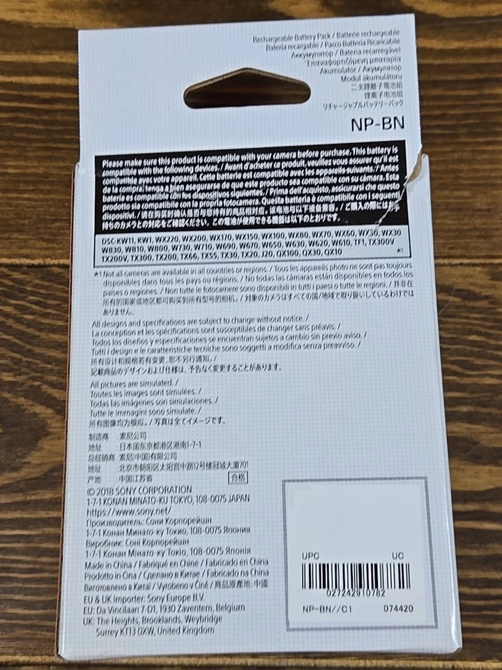 Batería de iones de litio genuina Sony NP-BN recargable 600 mAh Foto 4 de 4