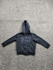 Gap Hoodie Boys Size 4 Gray Full Zip Long Sleeve Pockets Sweatshirt Arch Logo