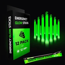 Emergency Glow Sticks with 12 Hours Duration, Individually Wrapped Industrial Gr