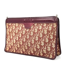Christian Dior Clutch Bag Trotter Canvas Red Vintage Authentic 0545