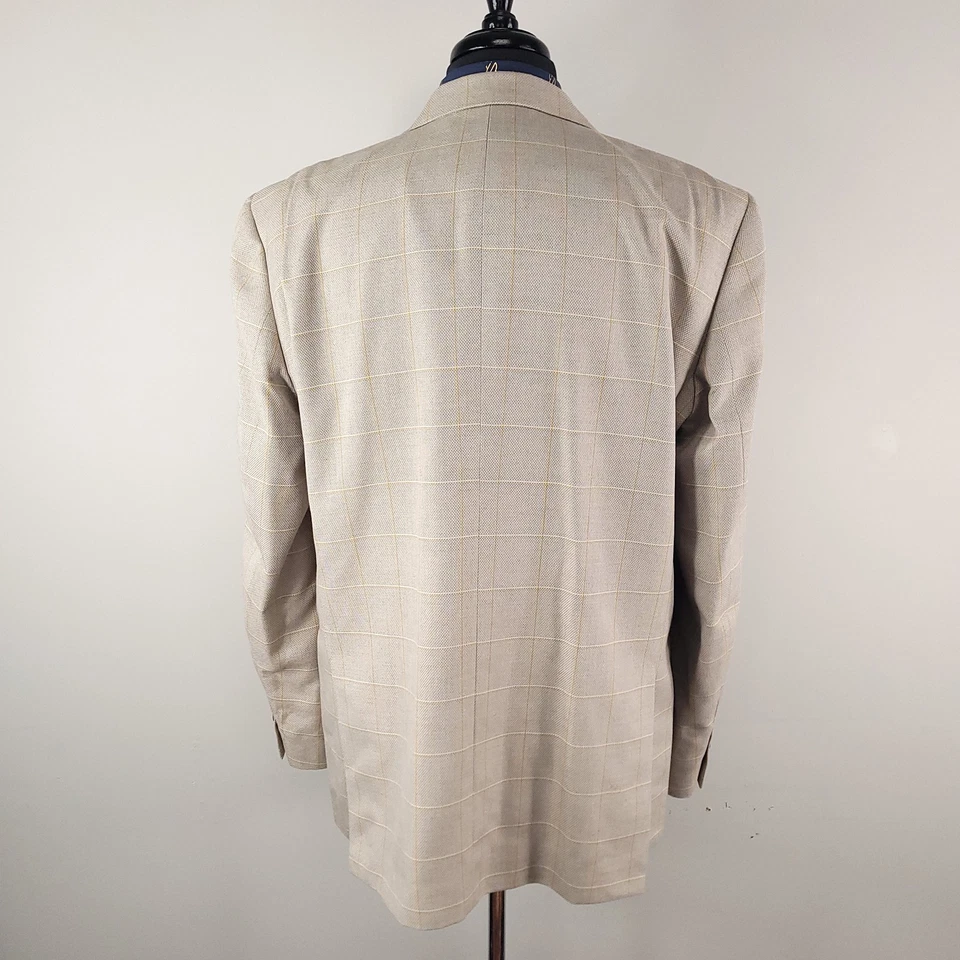 Blazer Alan River Para Hombres XL Beige Tostado Cuadros Dos Botones Abrigo Deportivo Chaqueta Clásico Foto 3 de 4