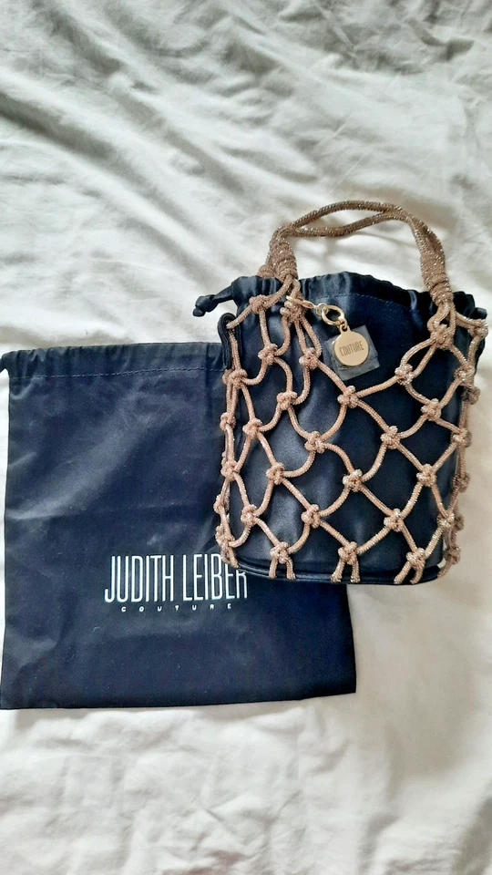 Brand new Judith Leiber Sparkle Net Pouch (purse) Gold and Black 18cm H x 16cm W - Image 1 of 4