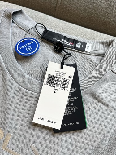 Maglione jacquard mimetico Ralph Lauren Performance nuovo con etichette $148 RLX grigio erica grande - Foto 6 di 6