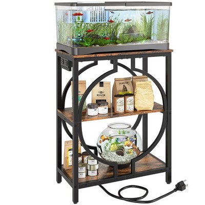 Havenlyyouth 10 Gallon Aquarium Stand Power Outlet 3 Tier Heavy Duty Metal Fish