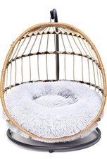 Wicker Haging/Stationary Pet Bed in Light Grey