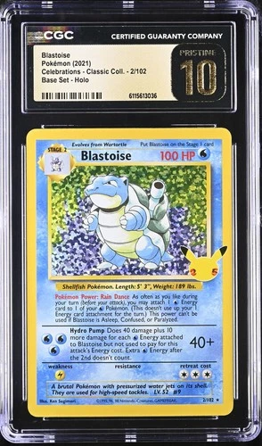 CGC 10 - BLASTOISE - 2/102 CELEBRATIONS - CLASSIC COLL. BASE SET HOLO POKEMON