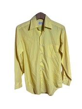 VTG 70s Perma-Prest Sears Men  s Yellow Button Up Sz L Lightweight