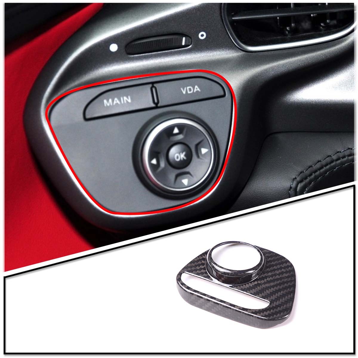 Real Carbon Fiber Interior VDA Push Button Switch Trim For Ferrari 458 2011-2016