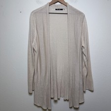 NIC ZOE Women Linen Cardigan Sweater XL Beige Open Front Coastal Lagenlook
