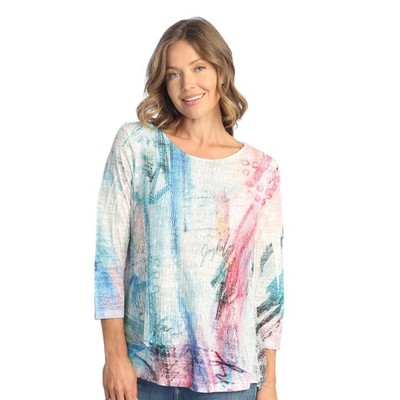 Jess & Jane Women's Windmill Boucle Mesh Tunic Top with Burn-Out Lining