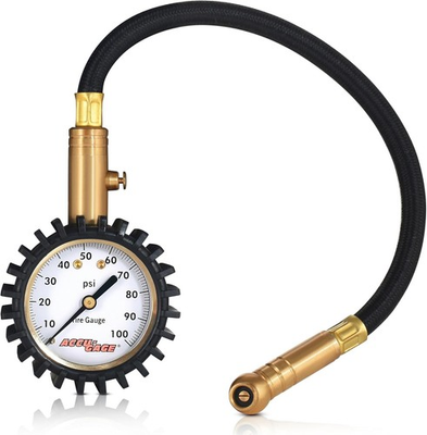 #ad Tire Pressure Gauge with Hose and Protective Rubber Guard Angled Swivel Ch $29.99