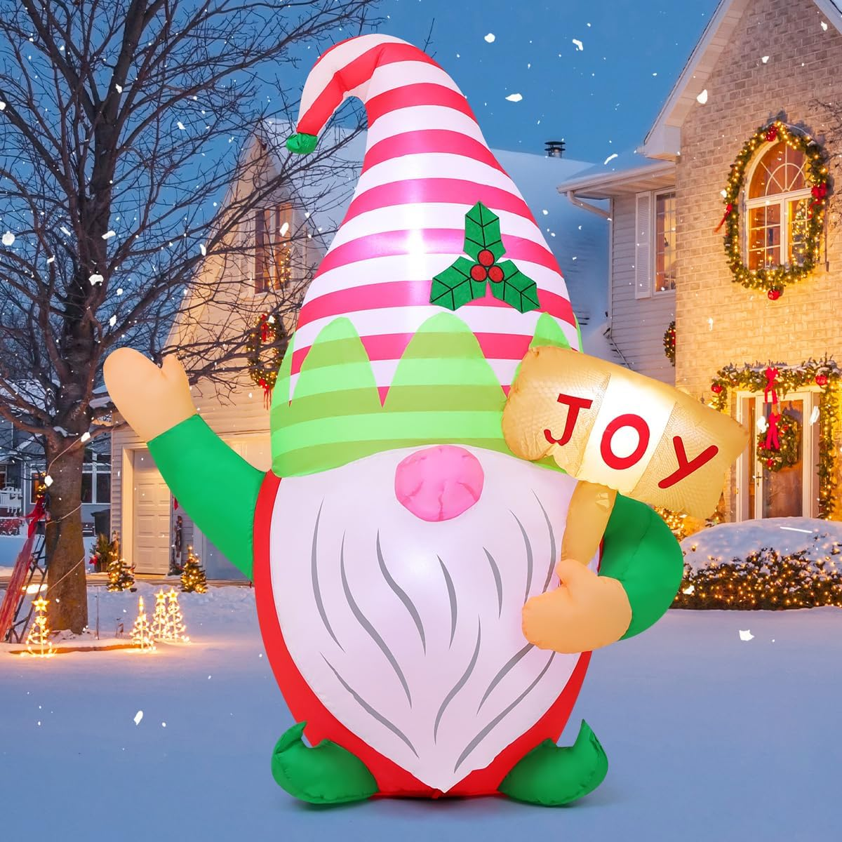 5 FT Christmas Inflatables Gnome Outdoor Decoration Blow up Yard with Built-In L