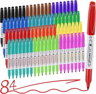 12 Colors Permanent Markers， 84 Pack colored marker sets, Assorted Colors