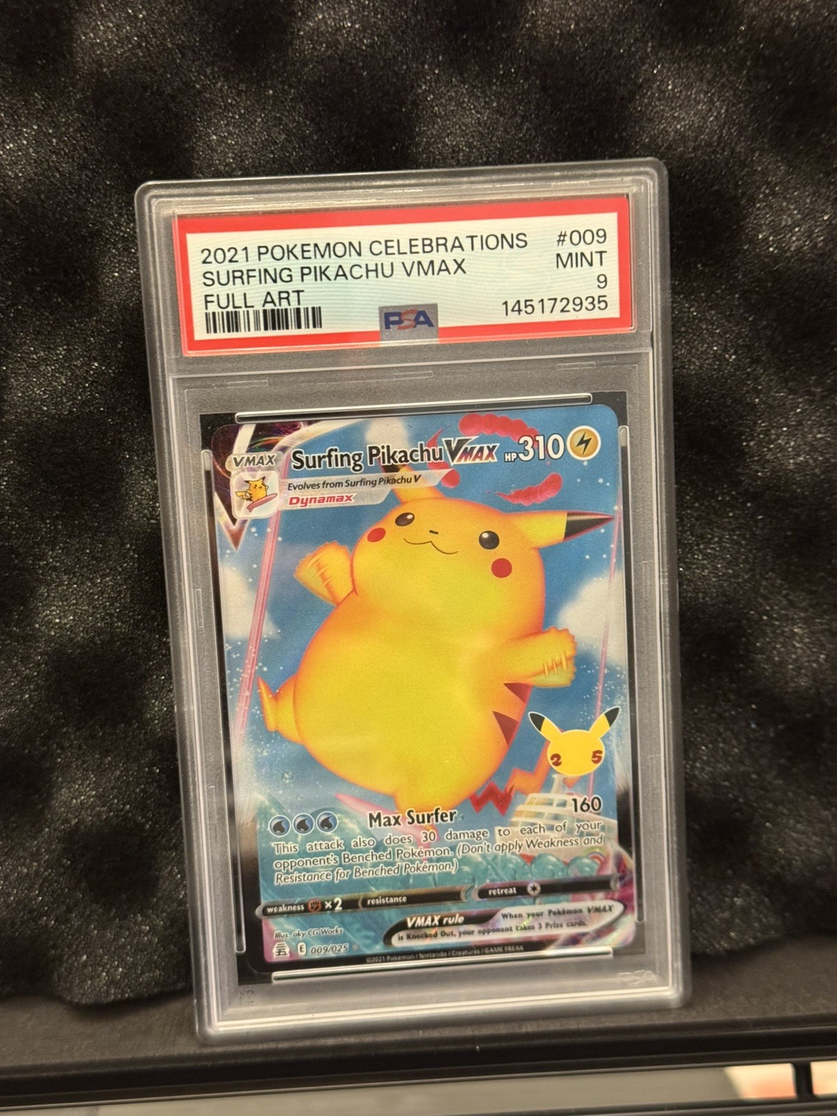 2021 #009 FULL ART/SURFING PIKACHU VMAX PSA 9 Celebrations Full Art Mint