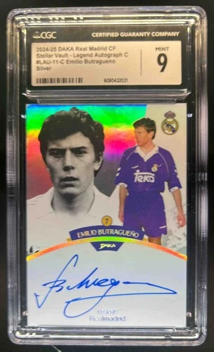 2024-25 DAKA Real Madrid Emilio Butragueno Silver Stellar Vault Auto #4/14 CGC 9