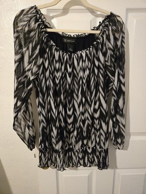 Inc Womens Top 0x Black And White