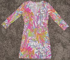 Lilly Pulitzer Pima Cotton Jersey Tunic Shirt Dress Small V Neck