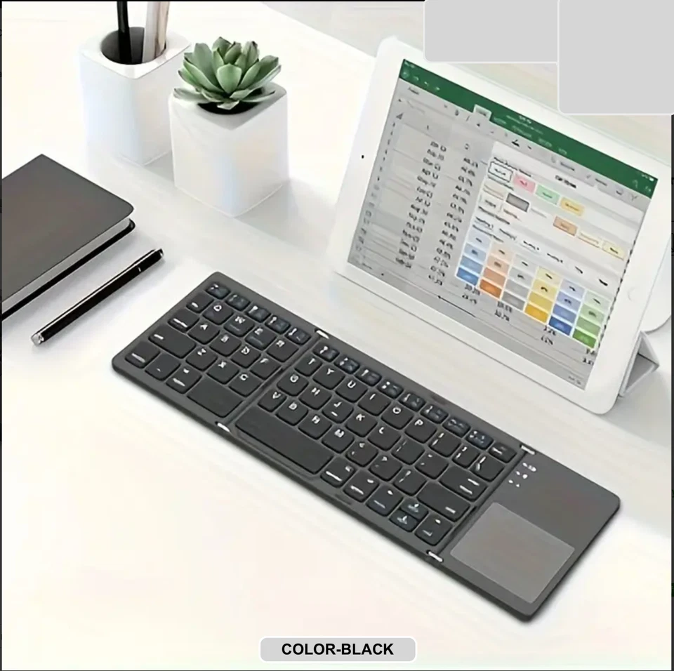 BLUETOOTH WIRELESS  THREE FOLD KEYBOARD WITH TOUCHPAD B033 METAL DESIGN BLK,SLVR - Image 2 of 4