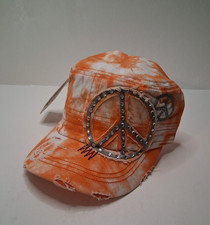 Gorra Leader Cadet Cristal Envejecido Tachonado Símbolo de la Paz Mujer’s Talla Única Nueva