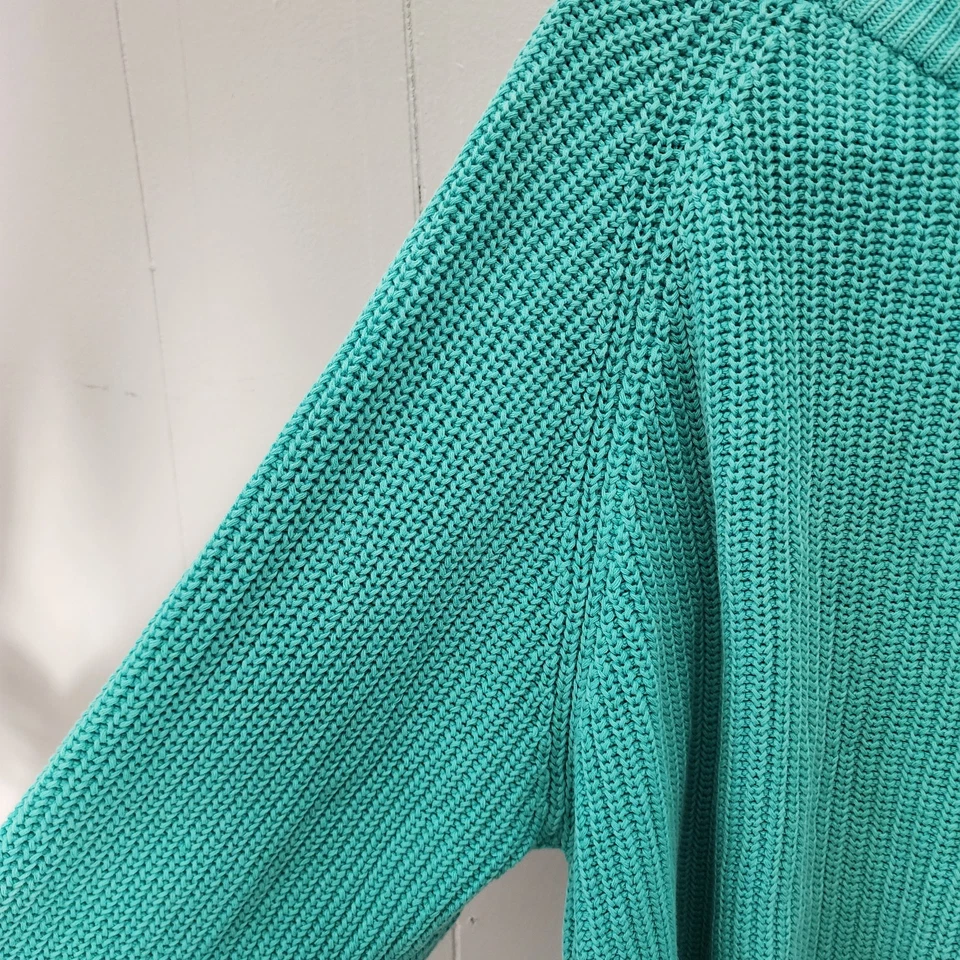 Vintage Parker of Vienna Chunky Knit Sweater L Teal Blue 90s Cozy Retro Pullover - Image 4 of 4