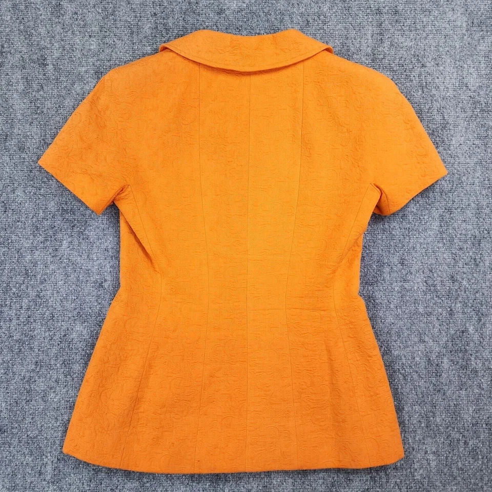 Блейзер женский Teri Jon от Rickie Freeman 4 оранжевый цветочный короткий рукав карьерный винтажный - Изображение 3 из 4