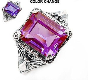 2CT Heat Treated Alexandrite 925 Sterling Silver Filigree Ring Sz 7 XA1-4
