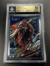 ZION WILLIAMSON 2019 PANINI SELECT #297 COURTSIDE ZEBRA PRIZM ROOKIE RC BGS 10