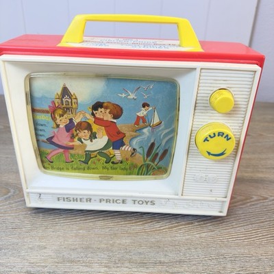 1966 Fisher Price Two Tune Giant Screen Music Box TV TESTED - Main Image
