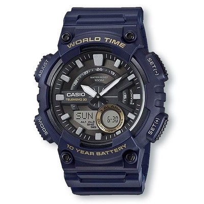 CASIO AEQ110W-2A Analog/Digital Combination Telememo Watch, Blue
