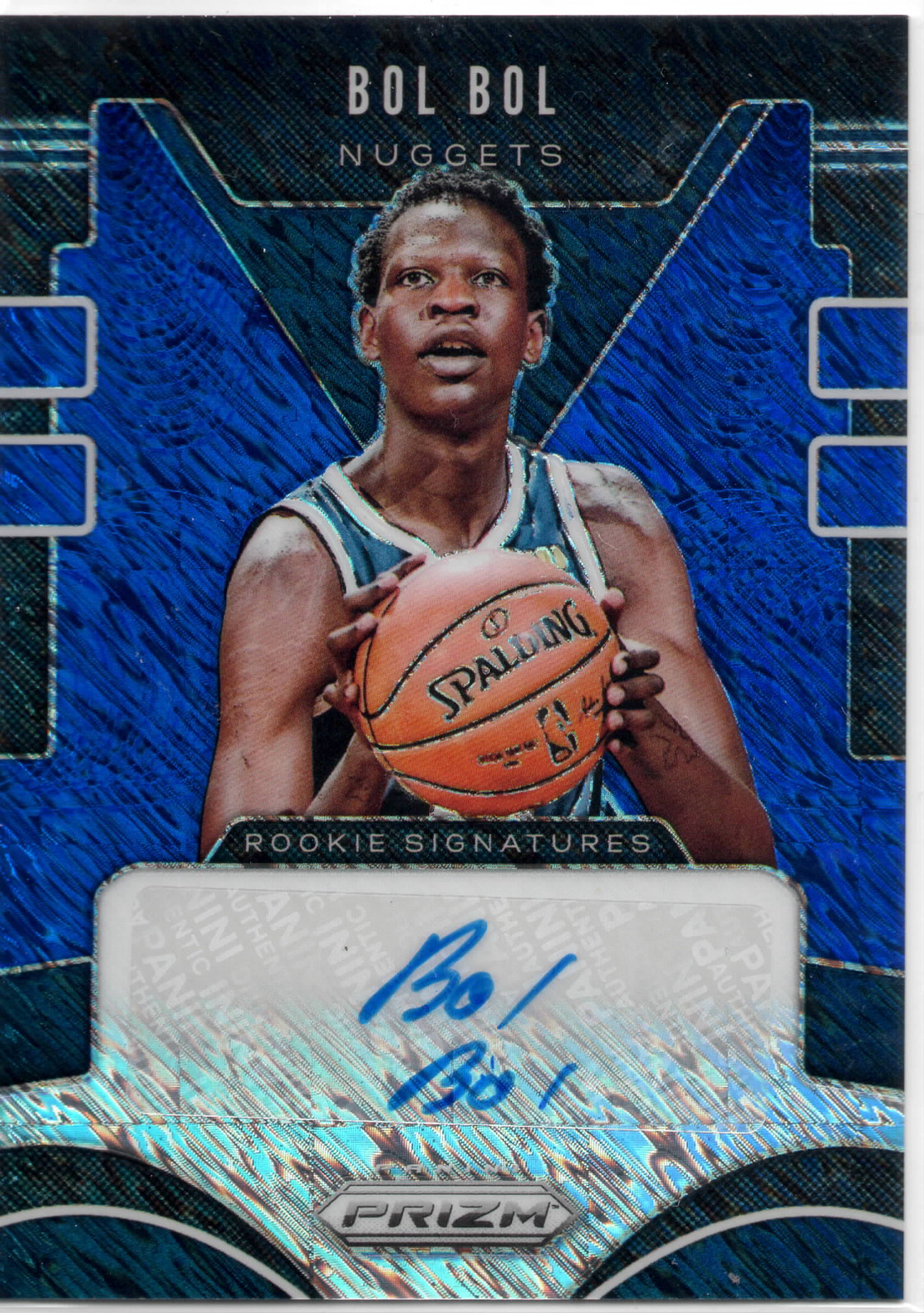 2019-20 Panini Prizm Rookie Signatures FOTL Blue Shimmer Bol Bol #RS-BOL Auto RC