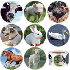 Farm Animal Stickers Roll for Kids Party Favors Gift Wrap  600 Pcs Round Far...