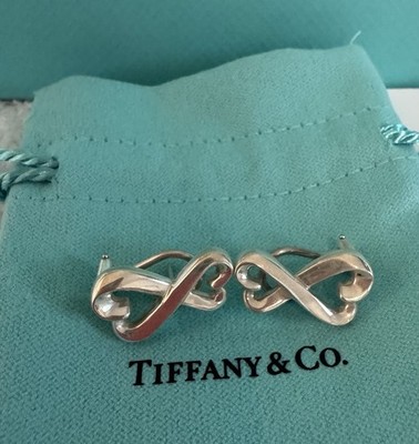 Tiffany & Co. Paloma Picasso Herz 925 Sterling Silber Ohrringe mit Etui